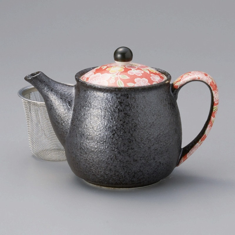 金正陶器 桜友禅(赤)ポット(カゴアミ付) 1個(ご注文単位1個)【直送品】