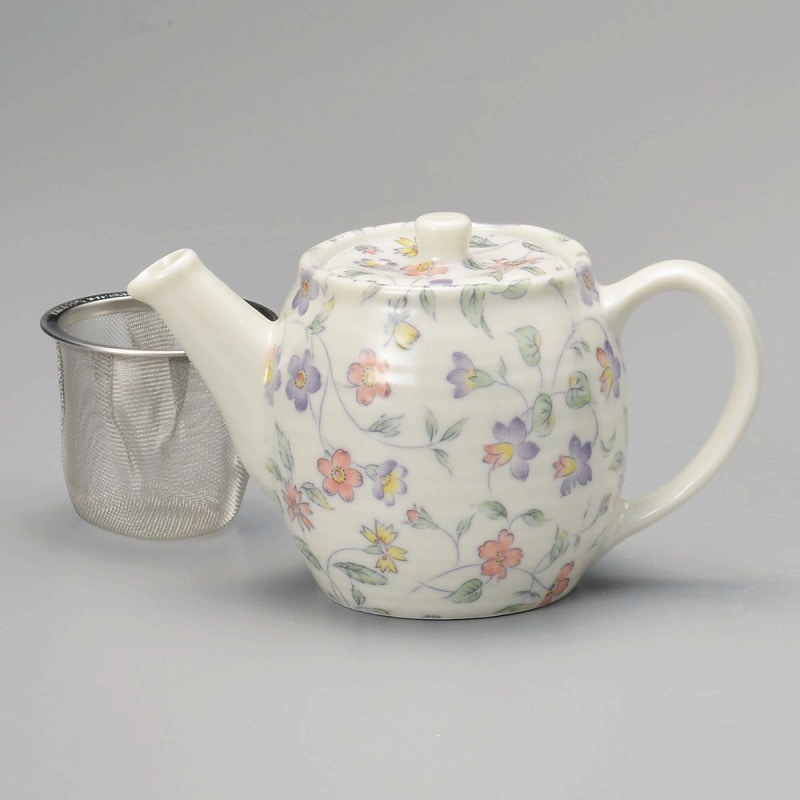 金正陶器 三色スミレポット(カゴアミ付) 1個(ご注文単位1個)【直送品】