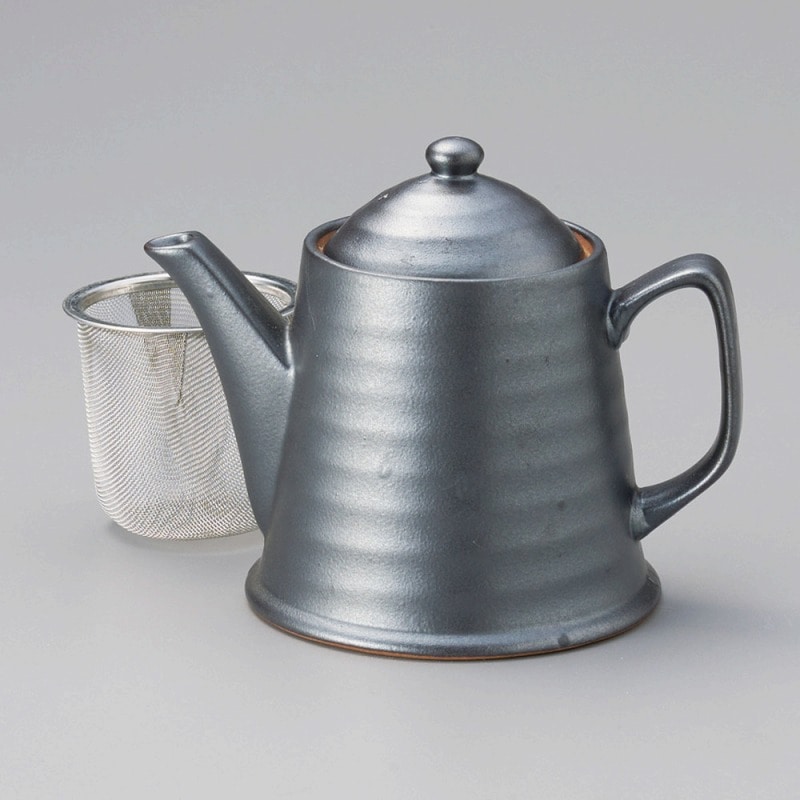 金正陶器 黒塗りポット(アミ付) 1個(ご注文単位1個)【直送品】