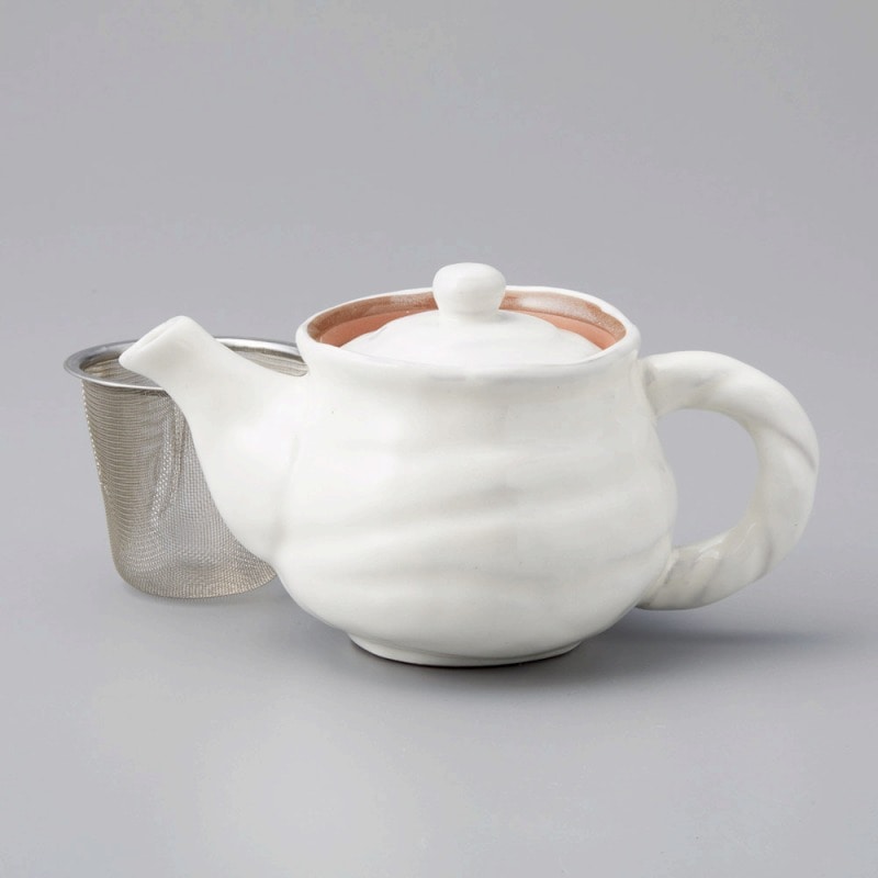 金正陶器 白釉ひねりポット(カゴアミ付) 1個(ご注文単位1個)【直送品】