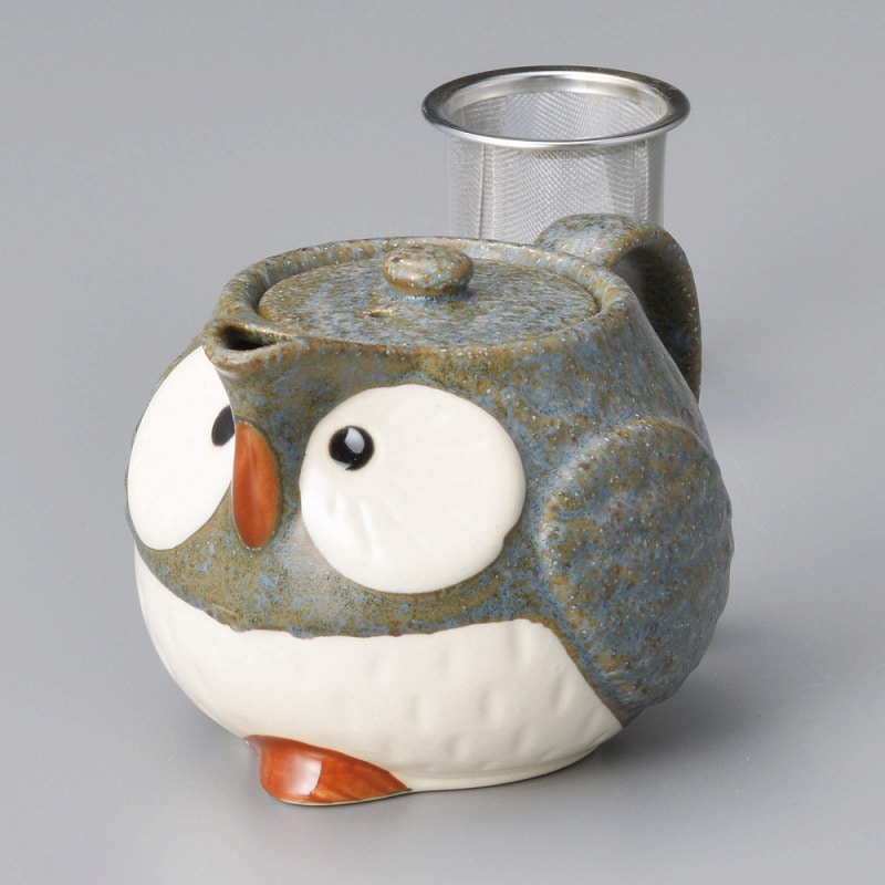 金正陶器 グレーふくろうポット(アミ付) 1個(ご注文単位1個)【直送品】