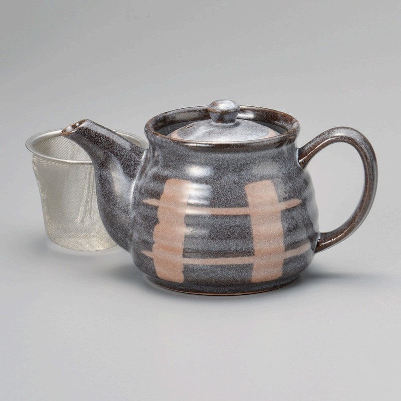 金正陶器 ネズミ志野格子ポット(カゴアミ付) 1個(ご注文単位1個)【直送品】