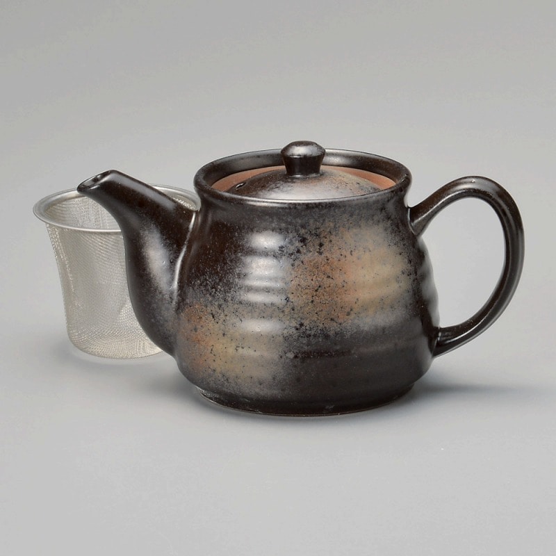 金正陶器 黒備前吹ポット(カゴアミ付) 1個(ご注文単位1個)【直送品】