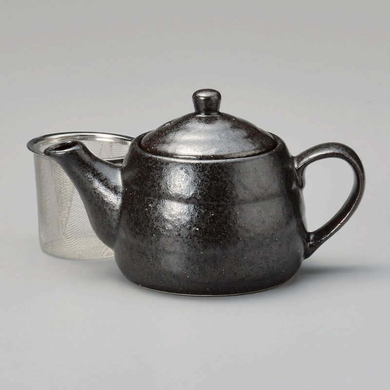 金正陶器 黒結晶ポット(アミ付) 1個(ご注文単位1個)【直送品】