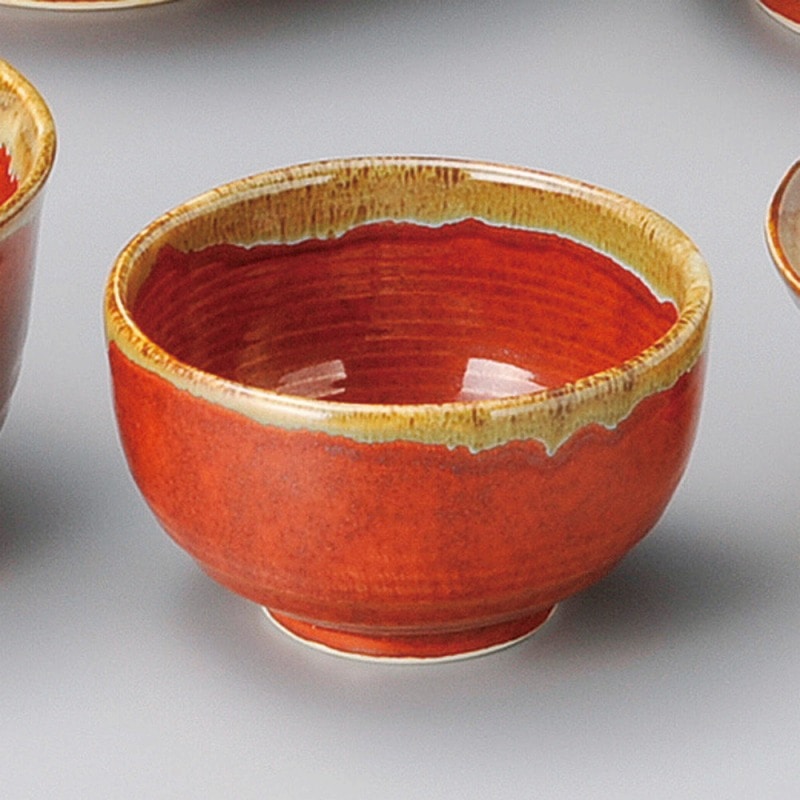 金正陶器 朱赤茶流し4.0夏目丼 1個（ご注文単位1個）【直送品】