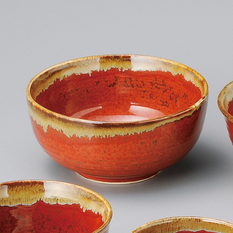金正陶器 朱赤茶流し6.0丸丼 1個（ご注文単位1個）【直送品】
