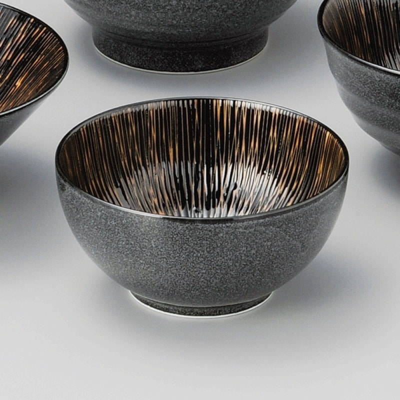 金正陶器 漆黒乱十草4.8深ﾎﾞｰﾙ 1個（ご注文単位1個）【直送品】