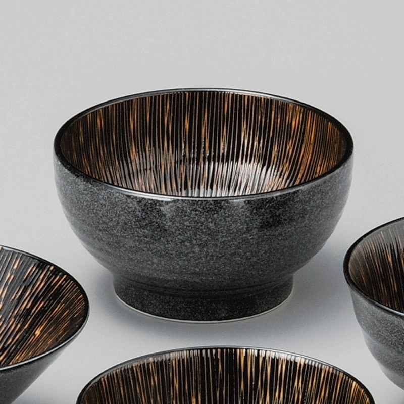 金正陶器 漆黒乱十草5.5釜上丼 1個（ご注文単位1個）【直送品】