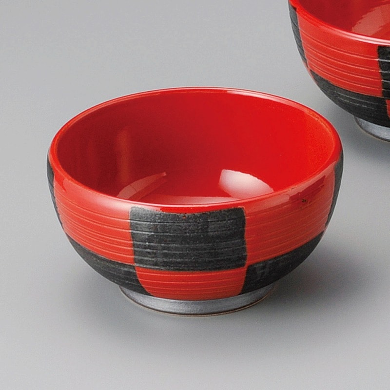 金正陶器 筋彫 赤市松5.5釜揚丼 1個(ご注文単位1個)【直送品】