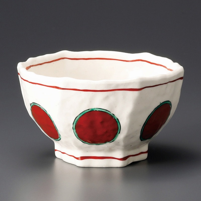 金正陶器 赤絵丸紋六角丼(大) 1個(ご注文単位1個)【直送品】