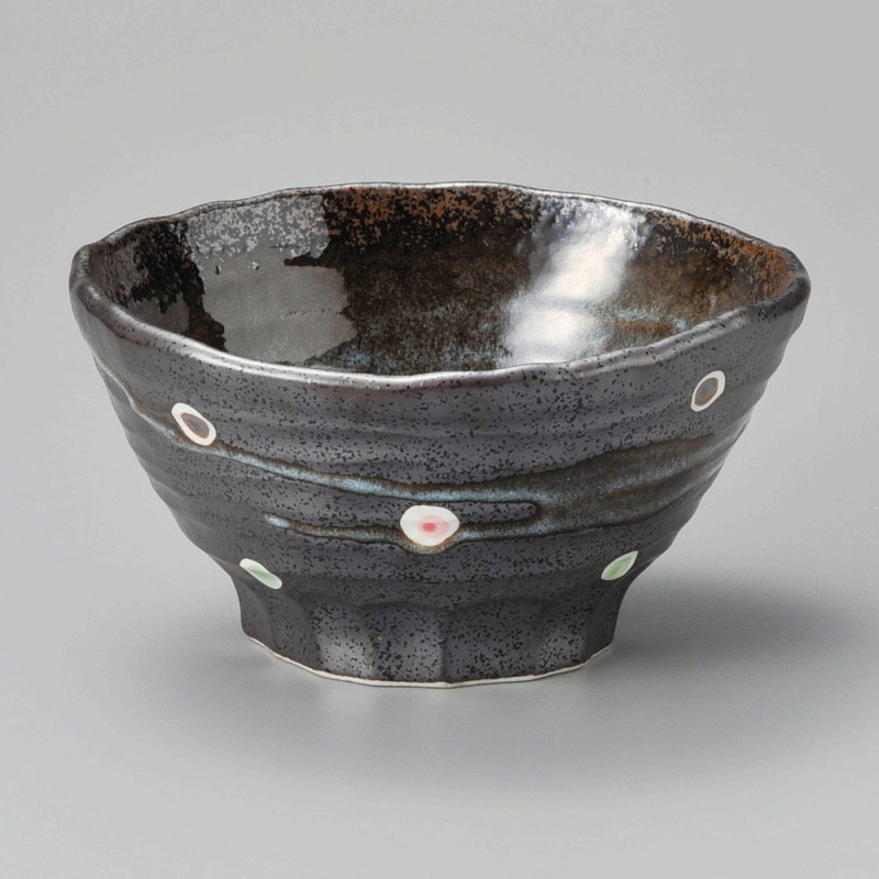 金正陶器 黒伊賀 水玉4.5三ツ押丼 1個(ご注文単位1個)【直送品】