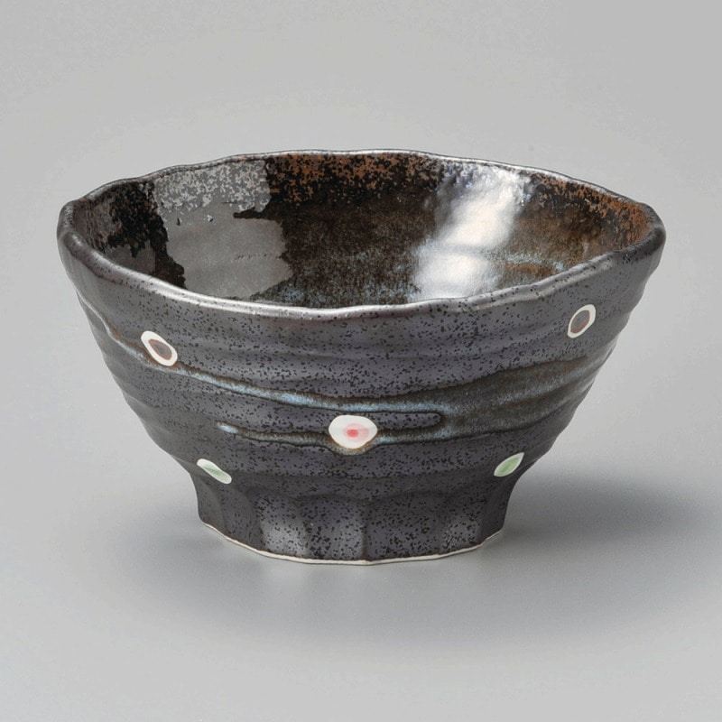 金正陶器 黒伊賀 水玉6.5 三ツ押丼 1個(ご注文単位1個)【直送品】