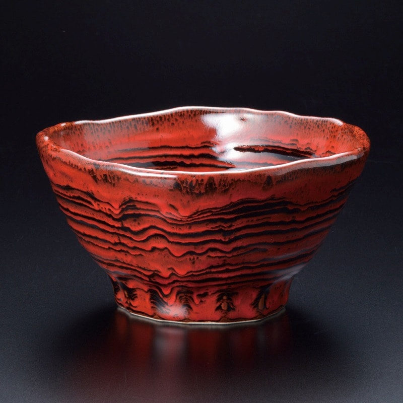 金正陶器 赤天目流し三ツ押4.5丼 1個(ご注文単位1個)【直送品】