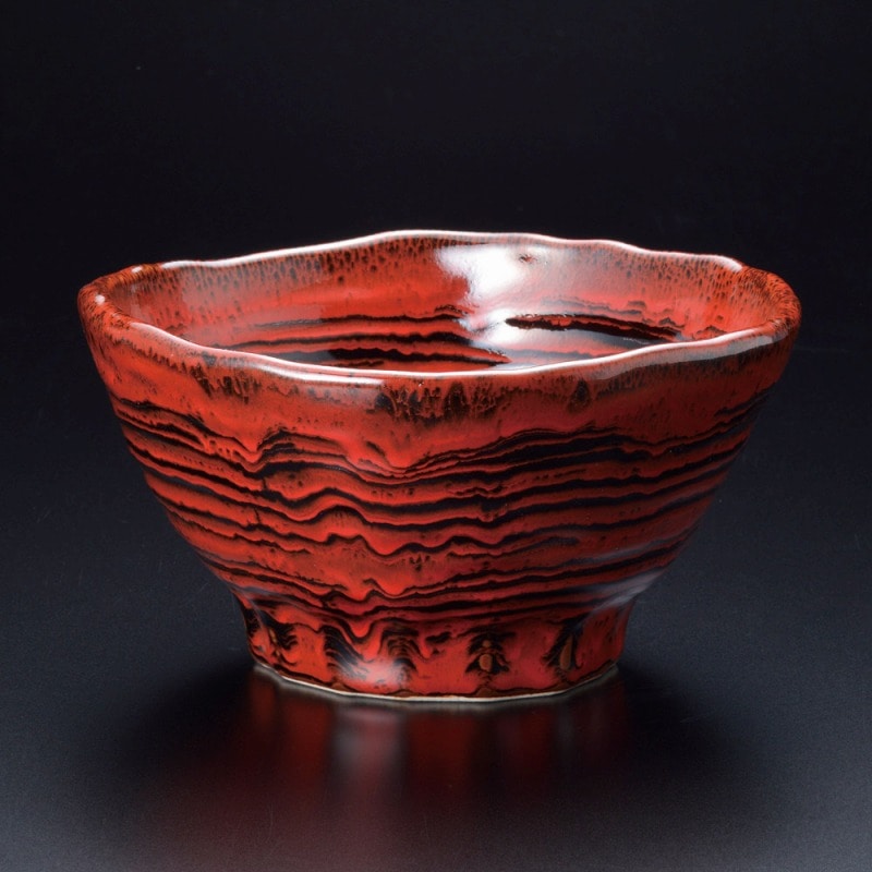 金正陶器 赤天目流し三ツ押5.5丼 1個(ご注文単位1個)【直送品】