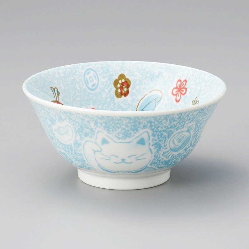 金正陶器 招き猫 青4.0多用丼 1個(ご注文単位1個)【直送品】