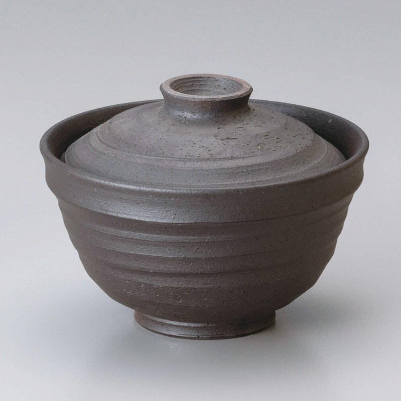 金正陶器 手造黒吹5.0蓋丼 1個（ご注文単位1個）【直送品】