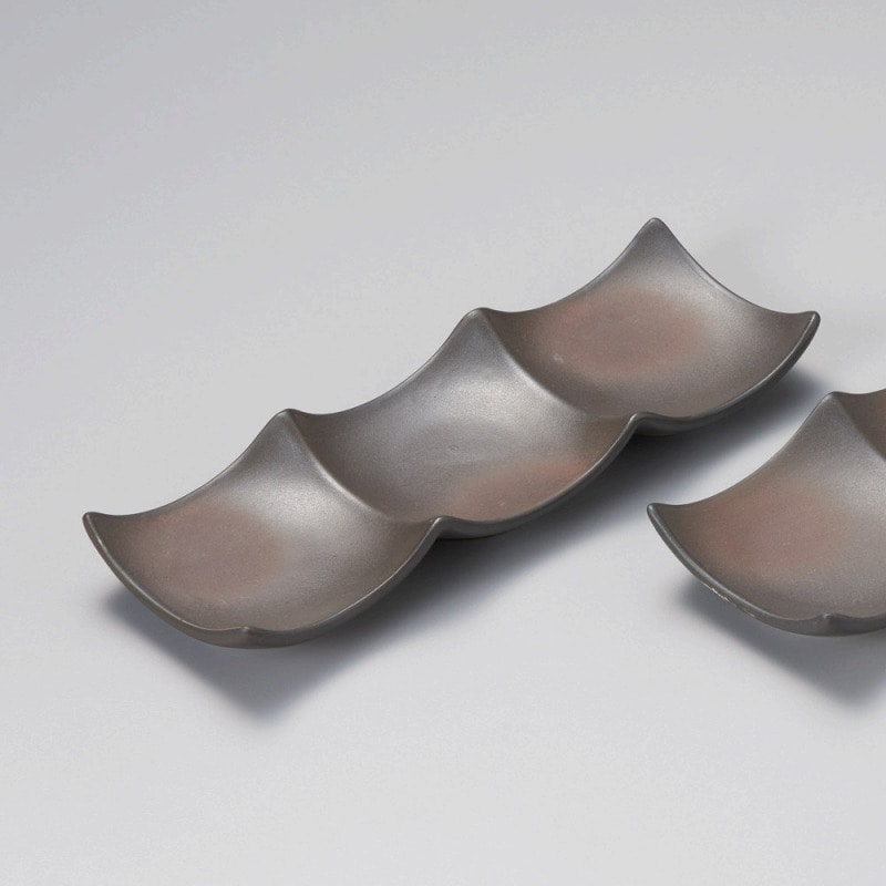 金正陶器 黒備前デューク3品皿 1個(ご注文単位1個)【直送品】