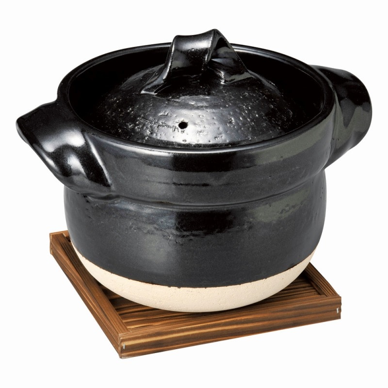 金正陶器 黒釉三合炊御飯鍋 1個(ご注文単位1個)【直送品】