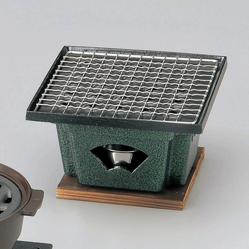 金正陶器 角コンロセット(緑いぶし) 1個(ご注文単位1個)【直送品】