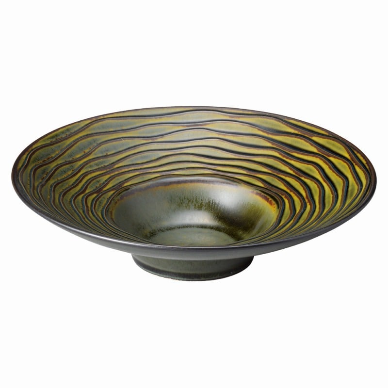 金正陶器 プレーリーグリーン23cmブロードリムボウル 1個(ご注文単位1個)【直送品】