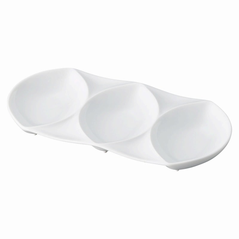 金正陶器 白磁ヴィーラトリプルディップ 1個(ご注文単位1個)【直送品】