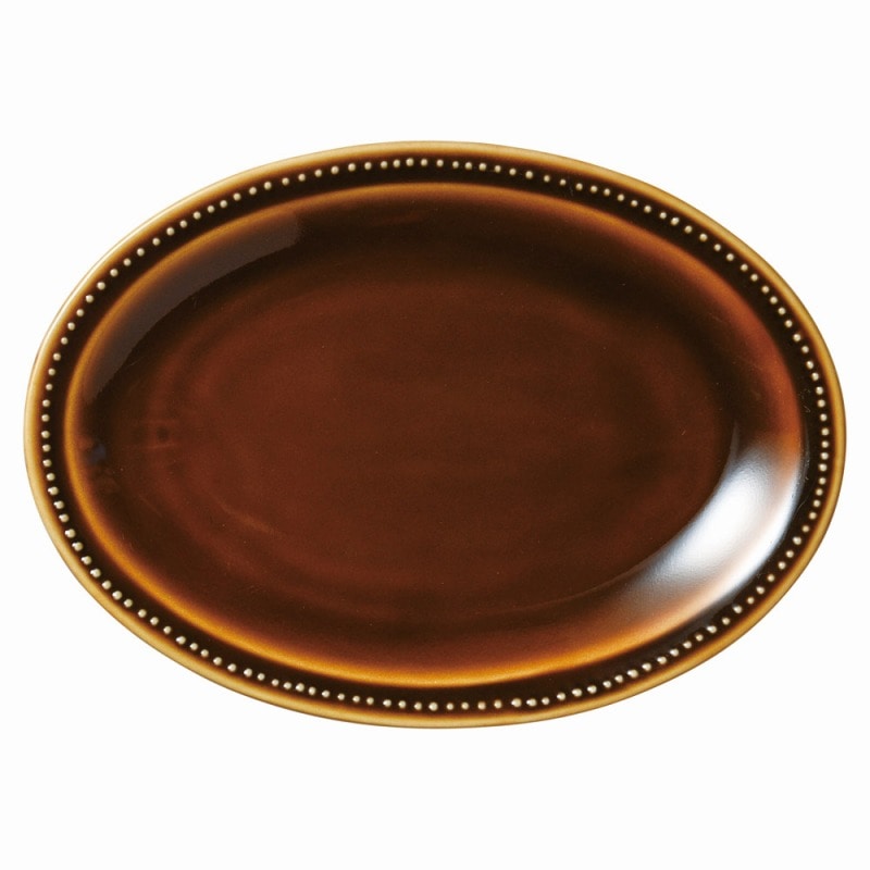 金正陶器 飴釉 23cmﾘﾑﾄﾞｯﾄﾌﾟﾗﾀｰ 1個（ご注文単位1個）【直送品】