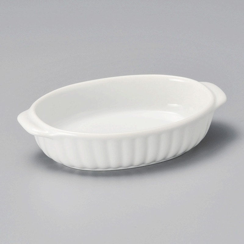 金正陶器 白楕円十草グラタン 1個(ご注文単位1個)【直送品】