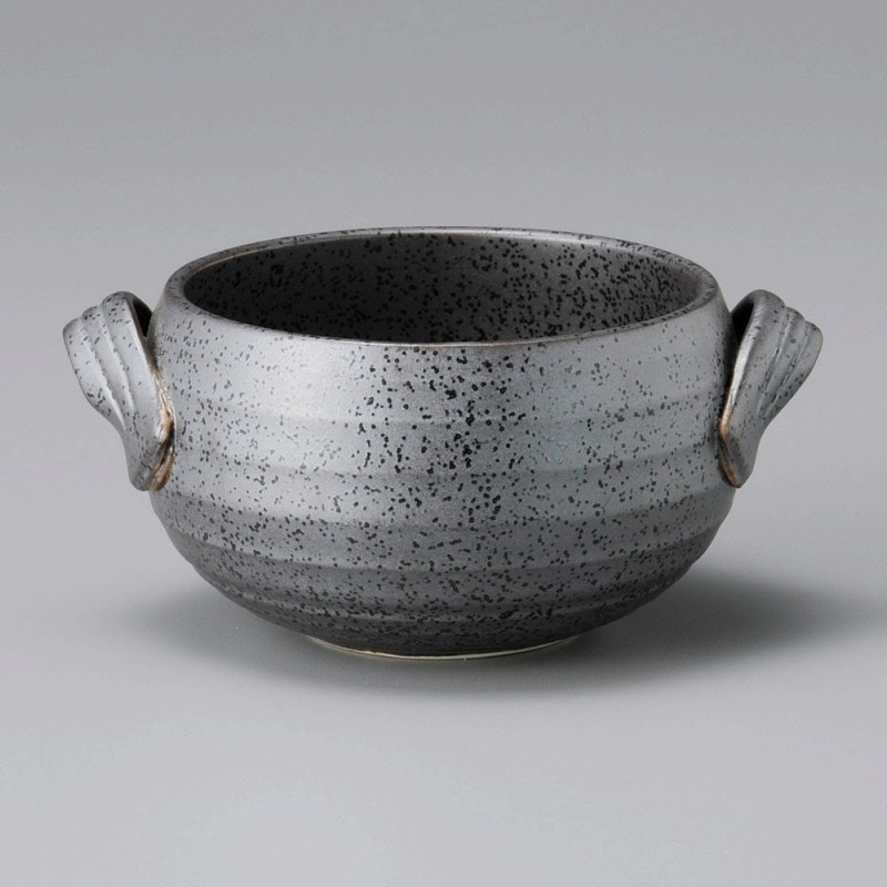 金正陶器 丸手付黒釉シチューボール 1個(ご注文単位1個)【直送品】