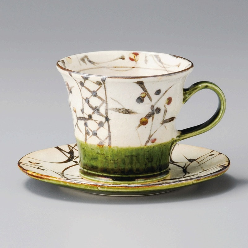 金正陶器 織部芦ｺｰﾋｰ碗 1個 ※カップ単品のみ（ご注文単位1個）【直送品】