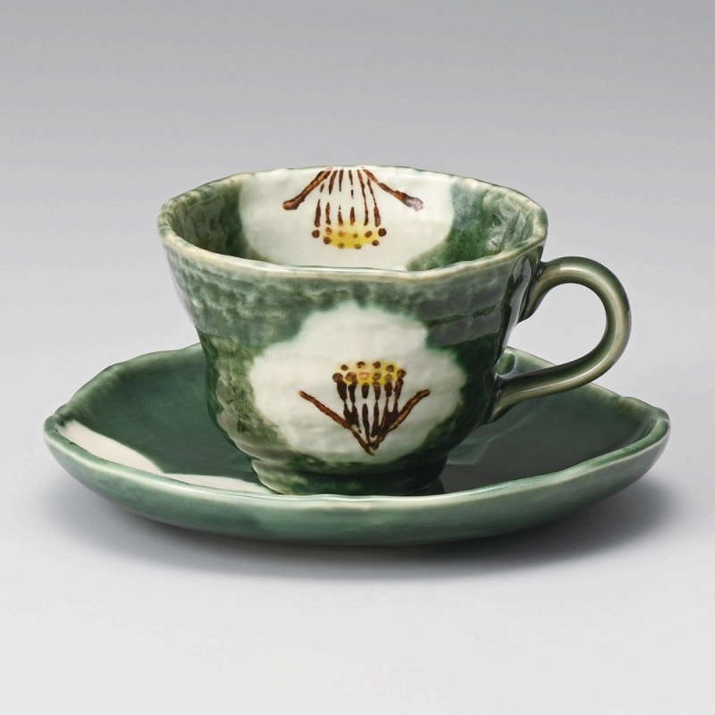 金正陶器 織部椿ｺｰﾋｰ受皿 1個 ※ソーサー単品のみ（ご注文単位1個）【直送品】