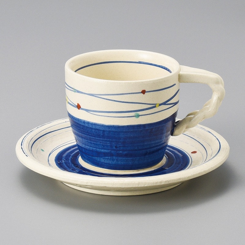 金正陶器 点彩渦(紺)ｺｰﾋｰ碗 1個 ※カップ単品のみ（ご注文単位1個）【直送品】