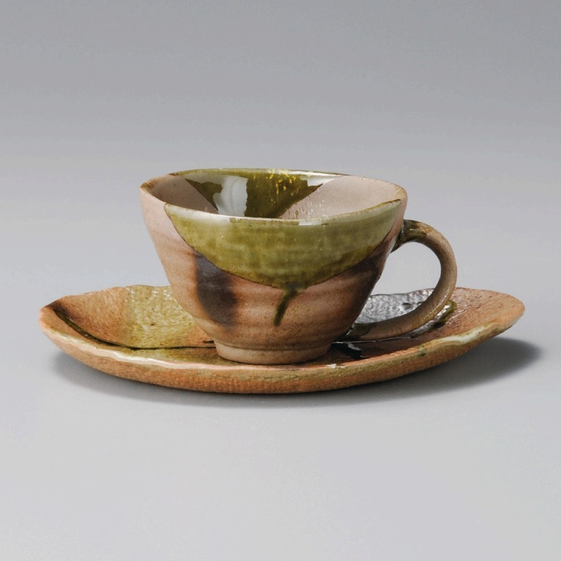 金正陶器 伊賀風ｵﾘﾍﾞ掛ｺｰﾋｰ碗 1個 ※カップ単品のみ（ご注文単位1個）【直送品】