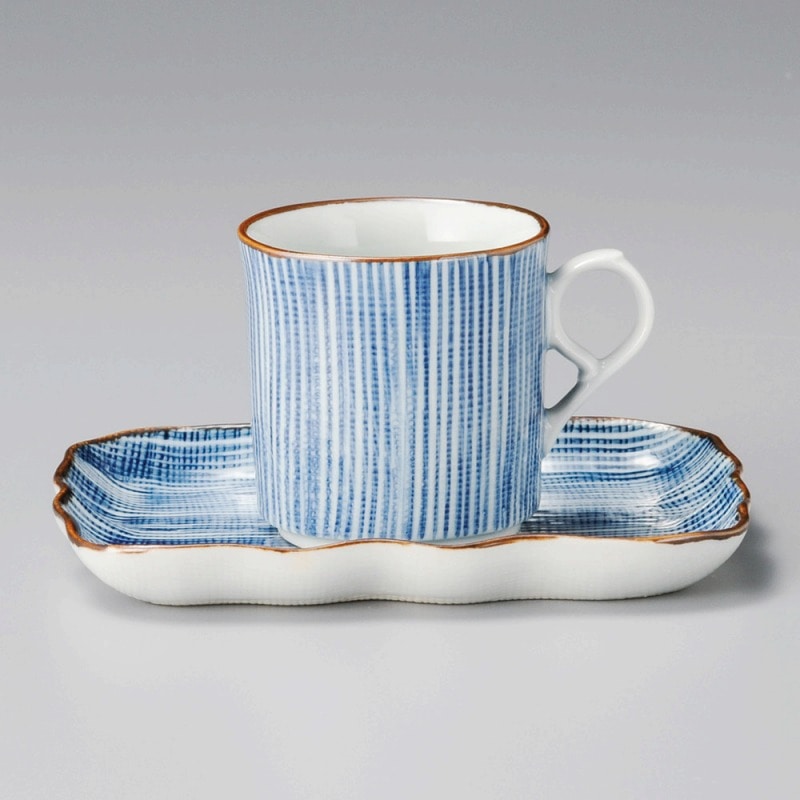 金正陶器 布目細十草角ｺｰﾋｰ碗 1個 ※カップ単品のみ（ご注文単位1個）【直送品】