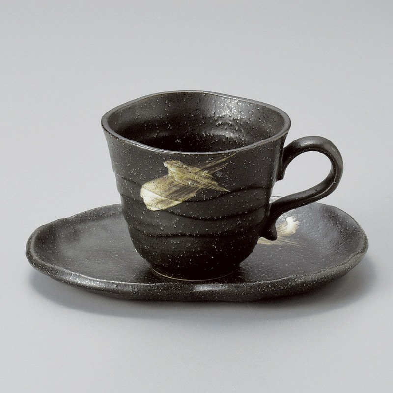 金正陶器 さざ波黒ｺｰﾋｰ碗 1個 ※カップ単品のみ（ご注文単位1個）【直送品】