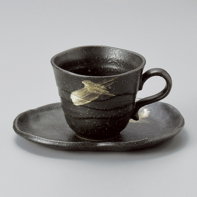 金正陶器 さざ波黒ｺｰﾋｰ皿 1個 ※ソーサー単品のみ（ご注文単位1個）【直送品】