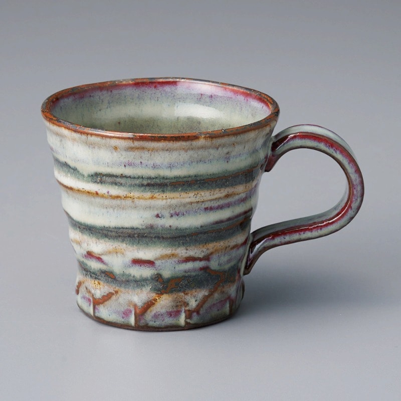 金正陶器 ボーダー赤マグカップ 1個(ご注文単位1個)【直送品】