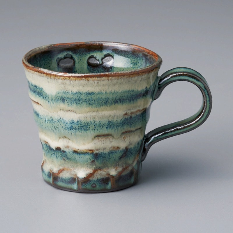 金正陶器 ボーダー青マグカップ 1個(ご注文単位1個)【直送品】