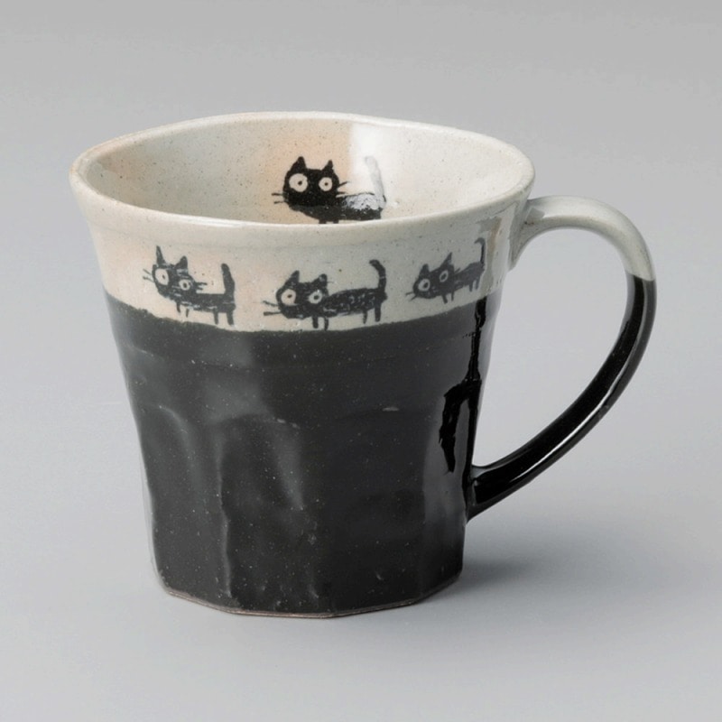 金正陶器 ねこ(黒)マグ 1個(ご注文単位1個)【直送品】