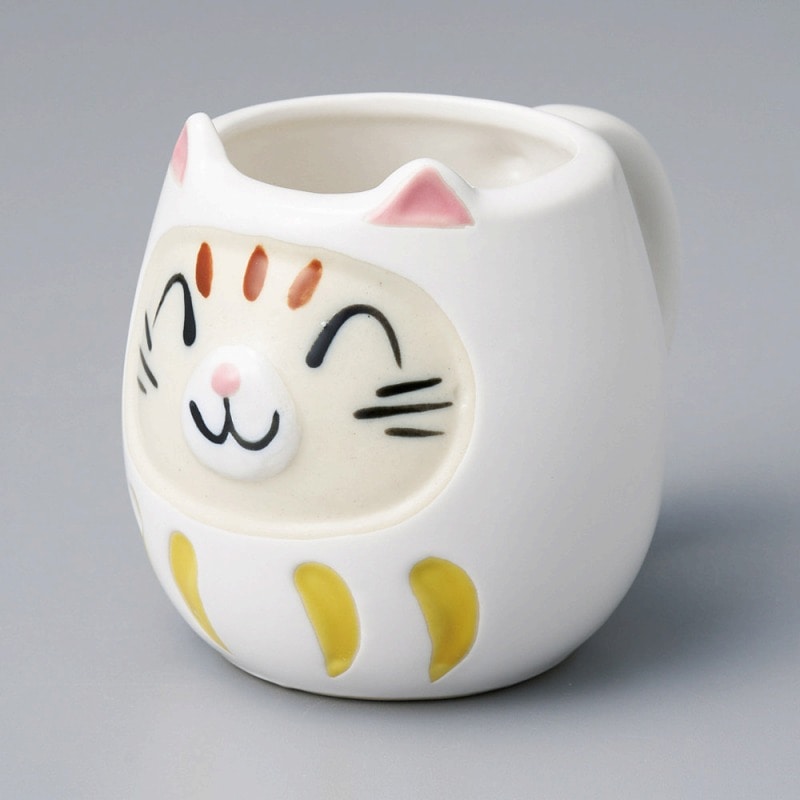 金正陶器 猫だるま 白マグ 1個(ご注文単位1個)【直送品】