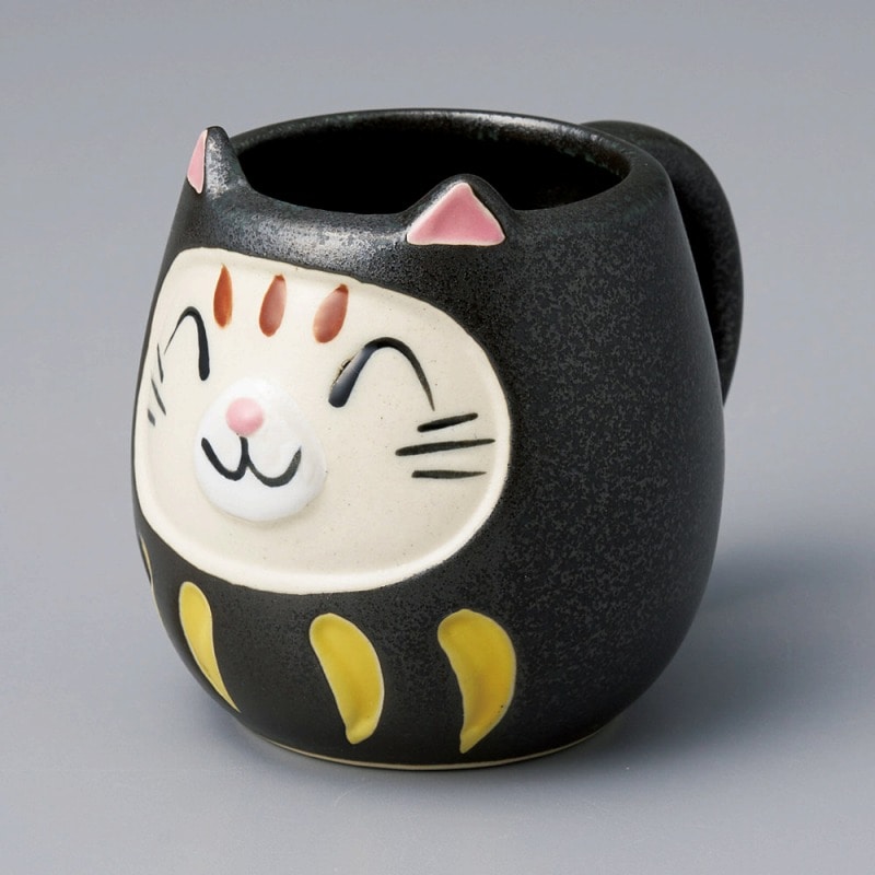 金正陶器 猫だるま 黒マグ 1個(ご注文単位1個)【直送品】
