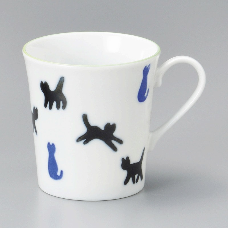 金正陶器 ネコの散歩青マグ 1個(ご注文単位1個)【直送品】