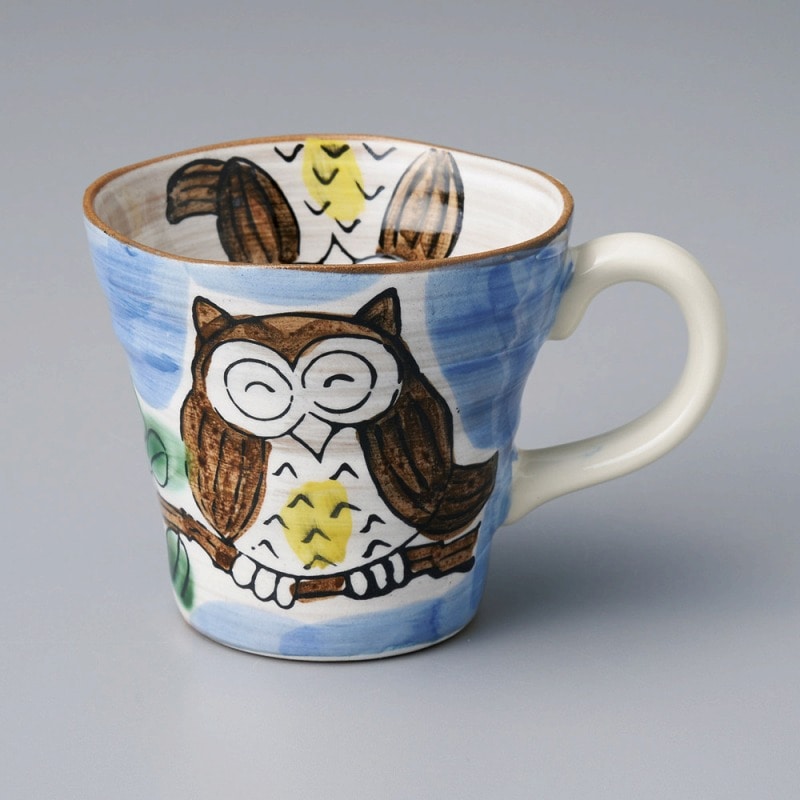 金正陶器 粉引ふくろう青マグ 1個(ご注文単位1個)【直送品】