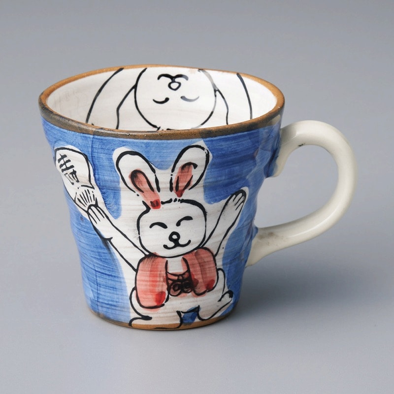 金正陶器 粉引うさぎ青マグ 1個(ご注文単位1個)【直送品】