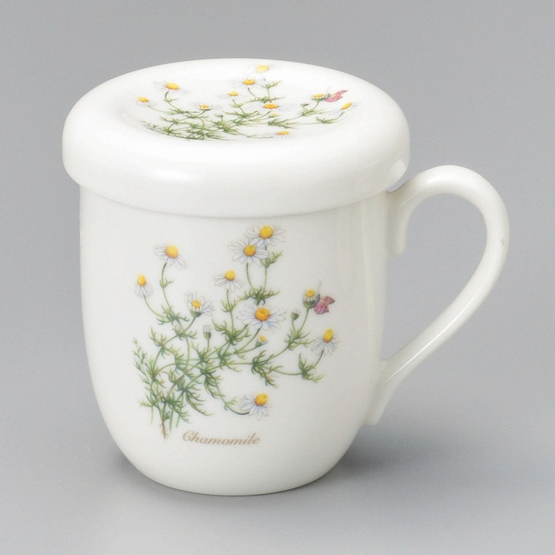 金正陶器 カモミール蓋付マグ(茶こし付) 1個(ご注文単位1個)【直送品】