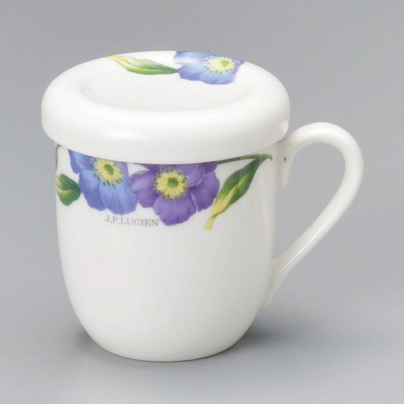 金正陶器 レインボーフラワー蓋付マグ(B)(茶こし付) 1個(ご注文単位1個)【直送品】