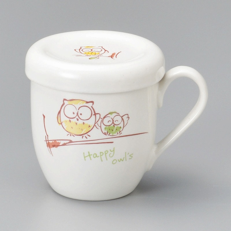 金正陶器 親子ふくろう蓋付マグ(茶こし付) 1個(ご注文単位1個)【直送品】