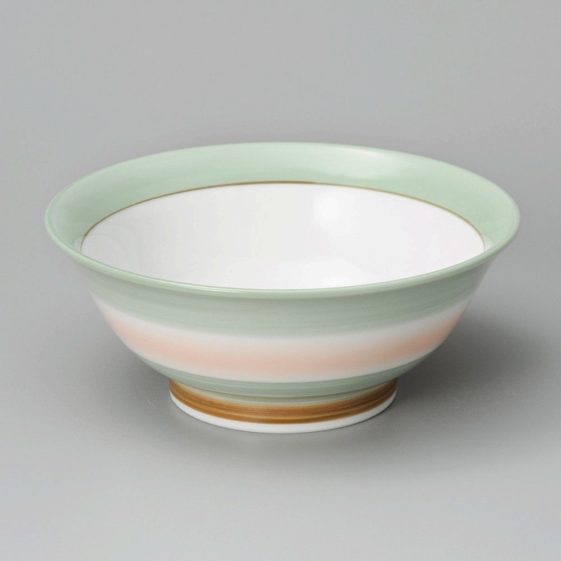 金正陶器 ｸﾞﾘｰﾝ巻ｵﾚﾝｼﾞ吹6.5高台丼 1個（ご注文単位1個）【直送品】