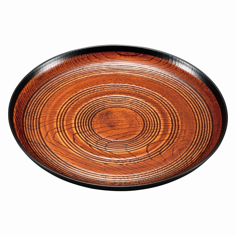 金正陶器 春慶渕裏黒(漆風塗) 糸筋丸盆7寸 1個(ご注文単位1個)【直送品】