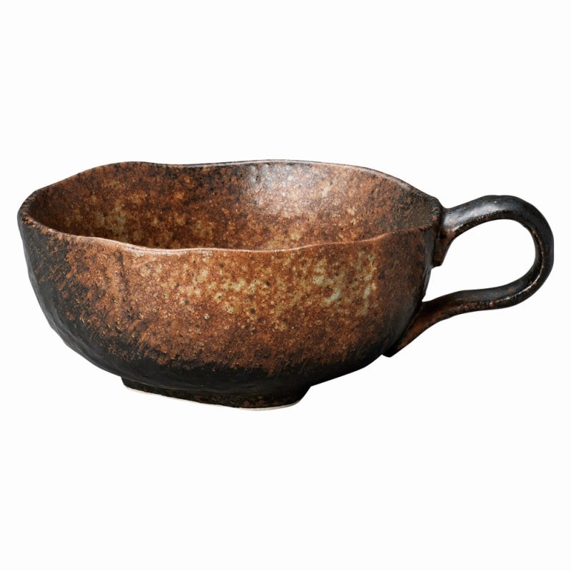 金正陶器 黒備前吹き 片手スープ碗 1個(ご注文単位1個)【直送品】
