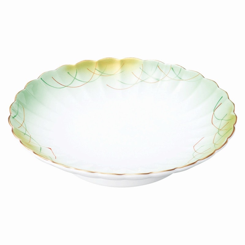 金正陶器 強化磁器 金吹きヒワ武蔵野 菊型天皿 1個(ご注文単位1個)【直送品】